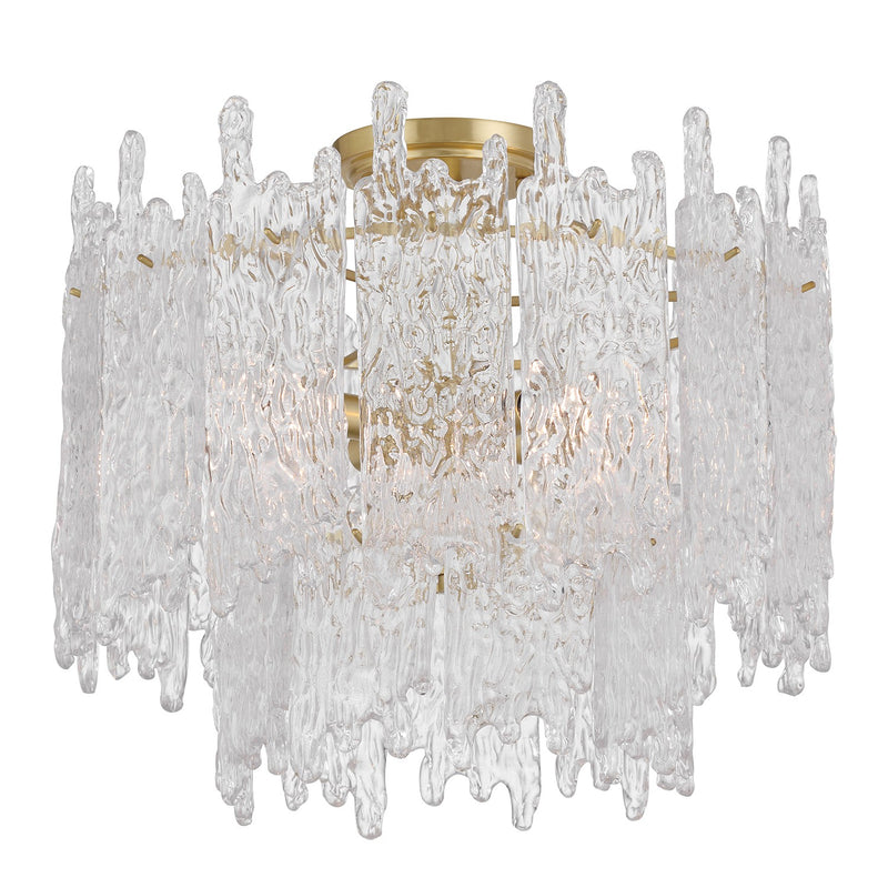 Crystorama ACK-920-AG Three Light Semi Flush Mount, Aged Brass