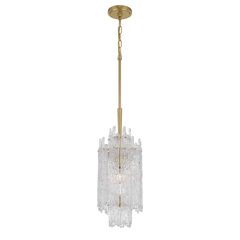 Crystorama ACK-921-AG One Light Pendant, Aged Brass
