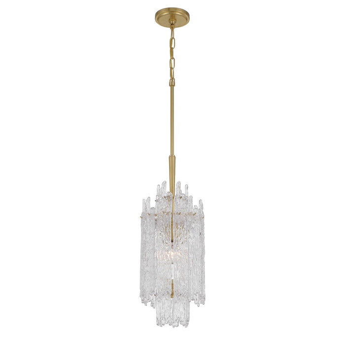 Crystorama ACK-921-AG One Light Pendant, Aged Brass