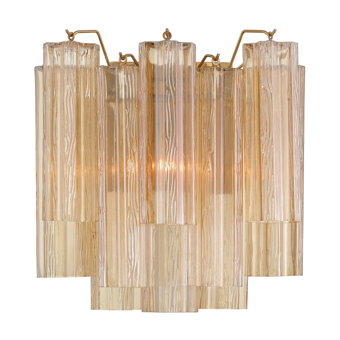 Crystorama ADD-303-AG-AM Two Light Wall Sconce, Aged Brass