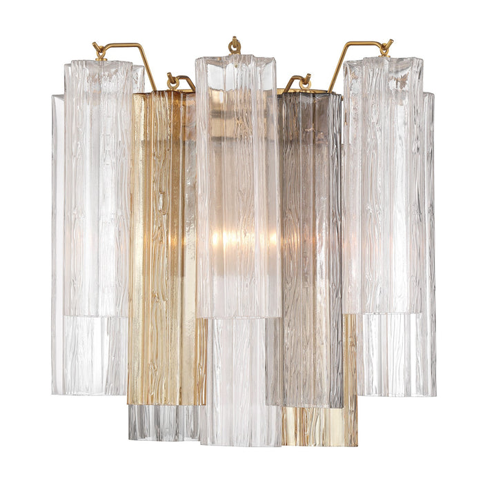 Crystorama ADD-303-AG-AU Two Light Wall Sconce, Aged Brass