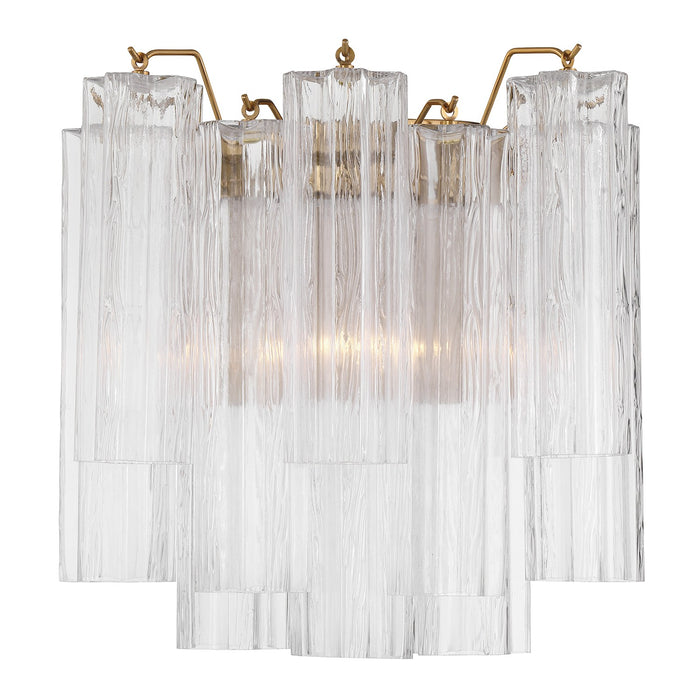 Crystorama ADD-303-AG-CL Two Light Wall Sconce, Aged Brass