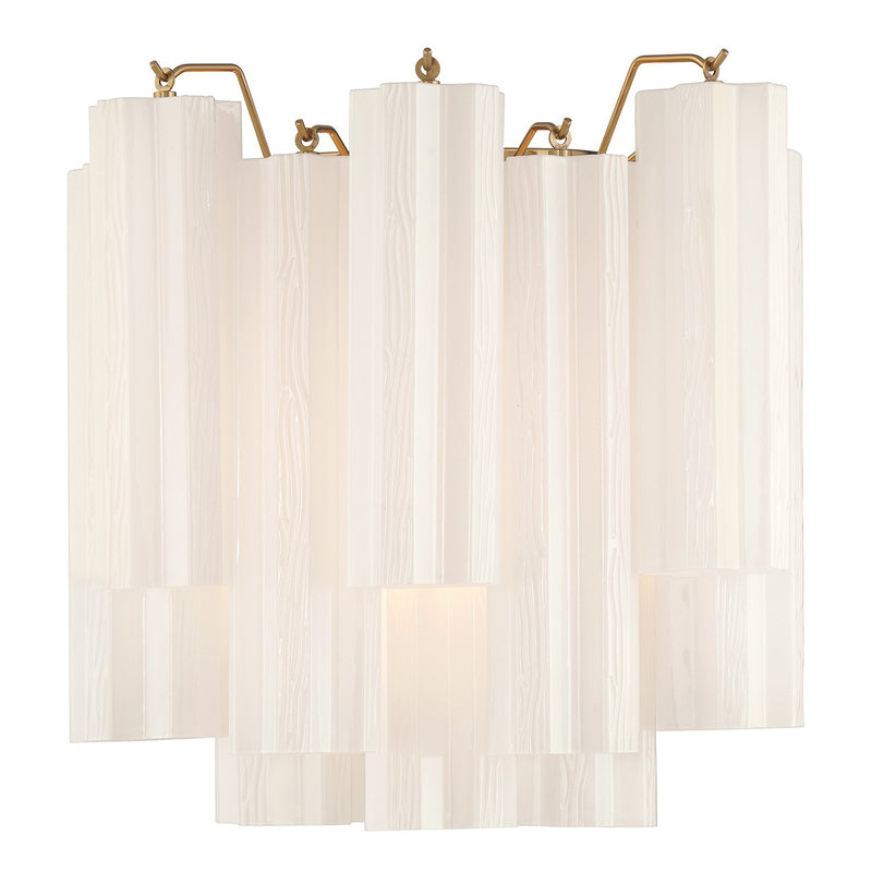 Crystorama ADD-303-AG-WH Two Light Wall Sconce, Aged Brass