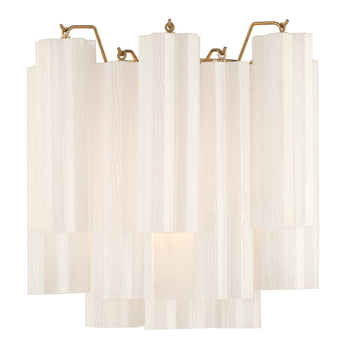 Crystorama ADD-303-AG-WH Two Light Wall Sconce, Aged Brass