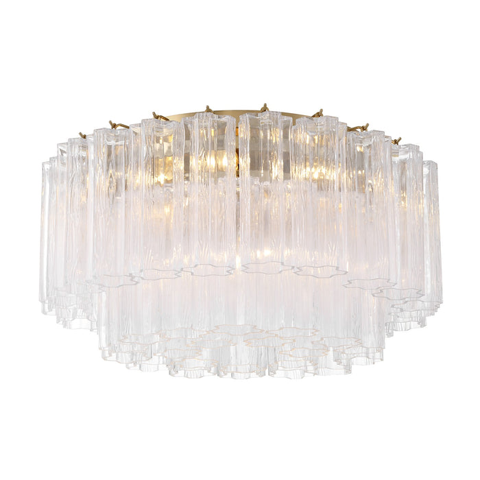 Crystorama ADD-321-AG-CL Seven Light Flush Mount, Aged Brass