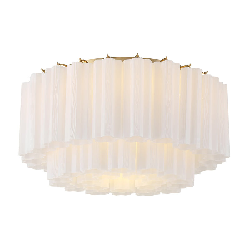 Crystorama ADD-321-AG-WH Seven Light Flush Mount, Aged Brass