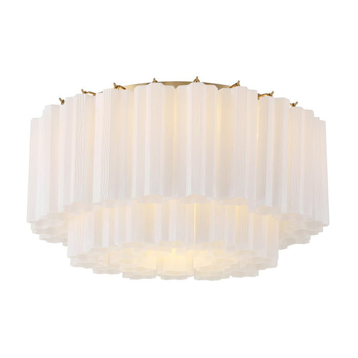 Crystorama ADD-321-AG-WH Seven Light Flush Mount, Aged Brass