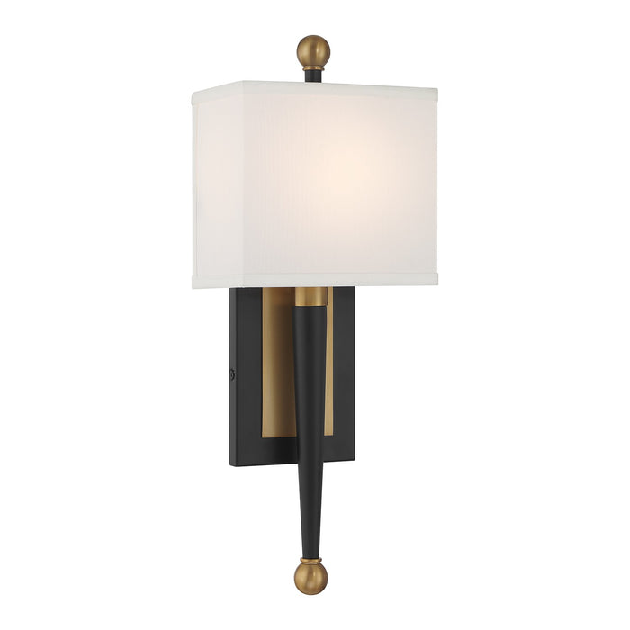 Crystorama ARD-832-MK-VG One Light Wall Sconce, Matte Black + Vibrant Gold