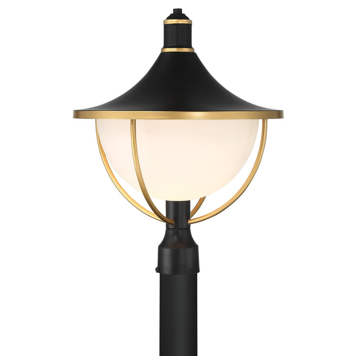 Crystorama ATL-719-MK-TG One Light Outdoor Post Mount, Matte Black + Textured Gold