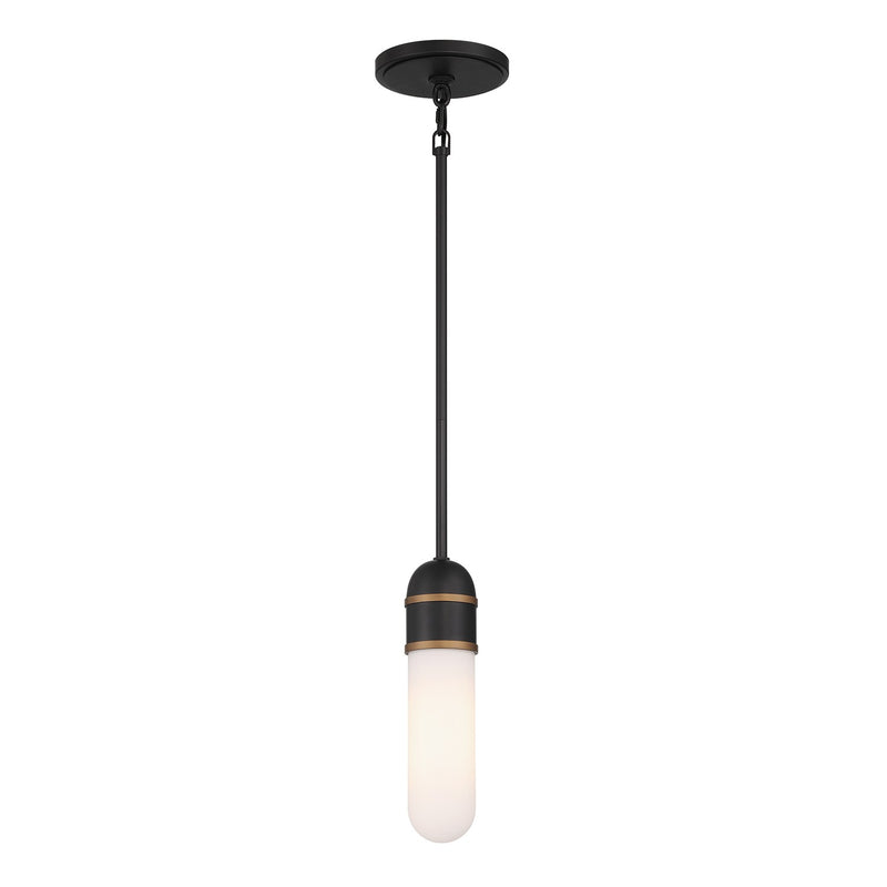 Crystorama CAP-8511-MK-TG LED Mini Pendant, Matte Black + Textured Gold