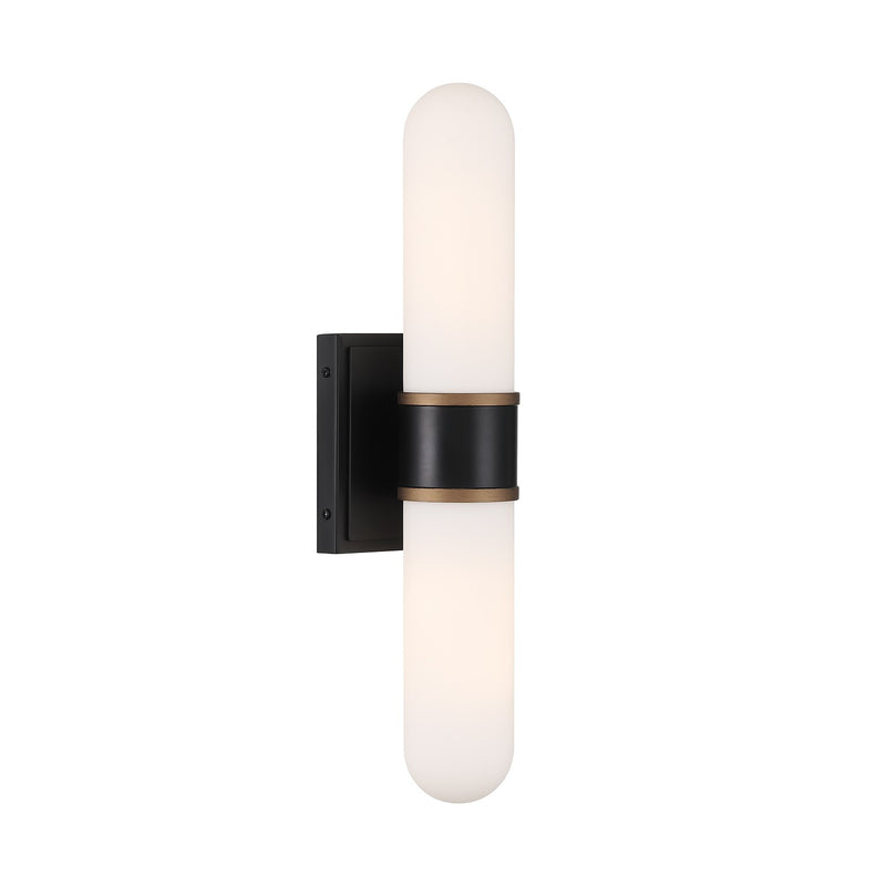 Crystorama CAP-8512-MK-TG LED Wall Sconce, Matte Black + Textured Gold