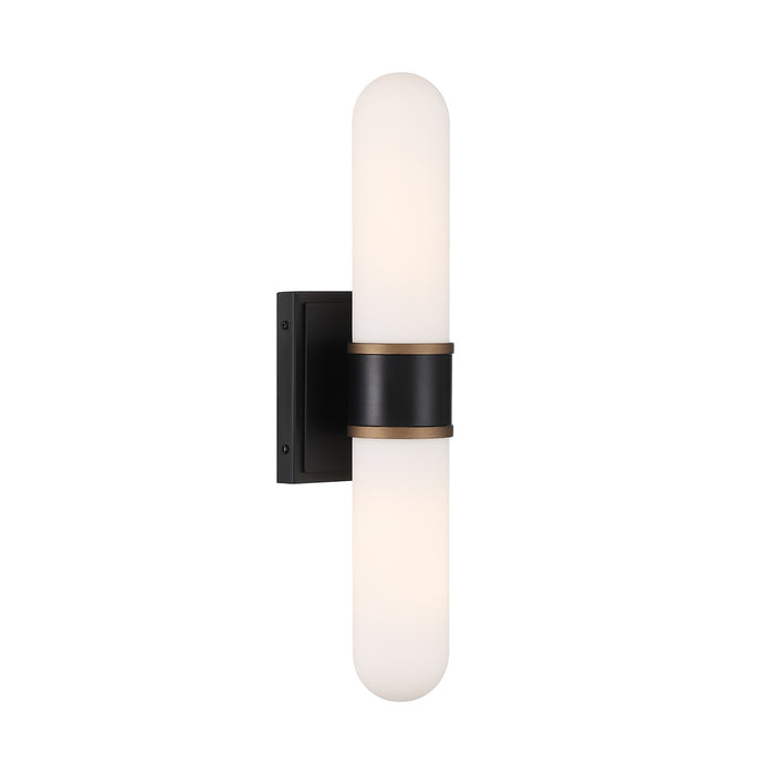 Crystorama CAP-8512-MK-TG LED Wall Sconce, Matte Black + Textured Gold