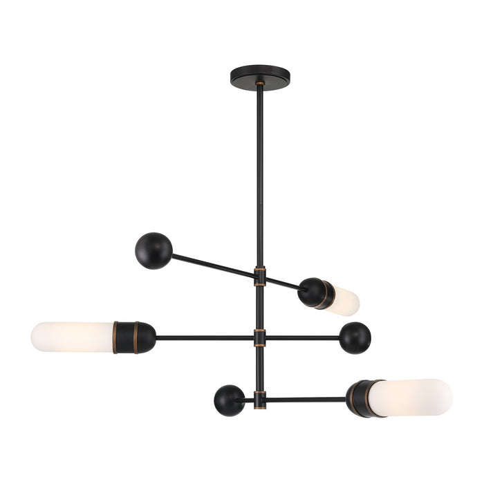 Crystorama CAP-8513-MK-TG LED Chandelier, Matte Black + Textured Gold