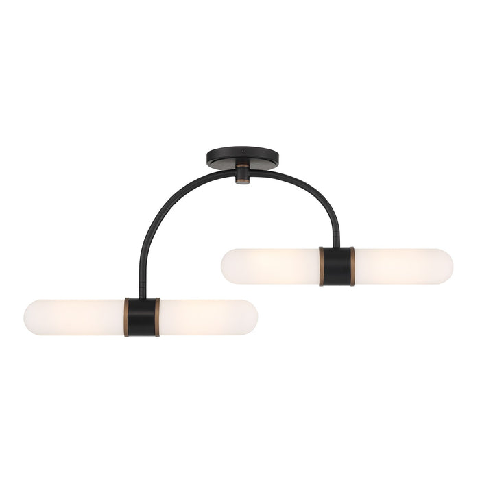 Crystorama CAP-8514-MK-TG LED Semi Flush Mount, Matte Black + Textured Gold