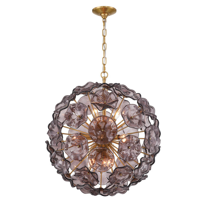 Crystorama ESM-4006-AG-SM Nine Light Pendant, Aged Brass