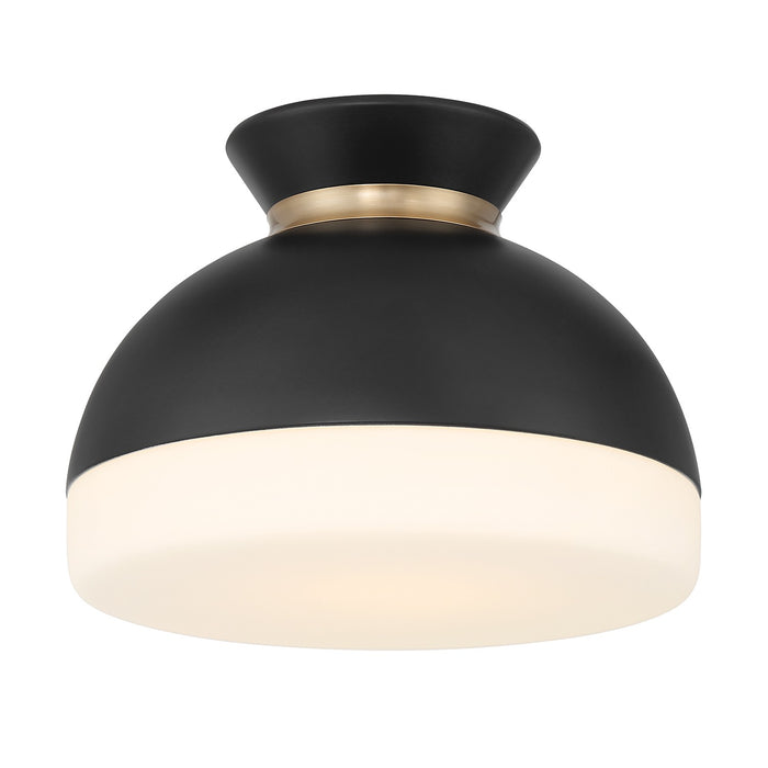 Crystorama GID-4000-MK-VG One Light Flush Mount, Matte Black + Vibrant Gold