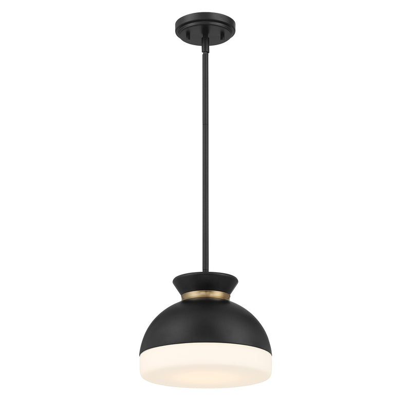Crystorama GID-4005-MK-VG One Light Mini Pendant, Matte Black + Vibrant Gold