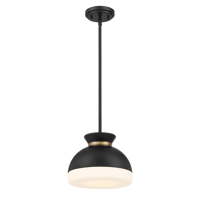 Crystorama GID-4005-MK-VG One Light Mini Pendant, Matte Black + Vibrant Gold
