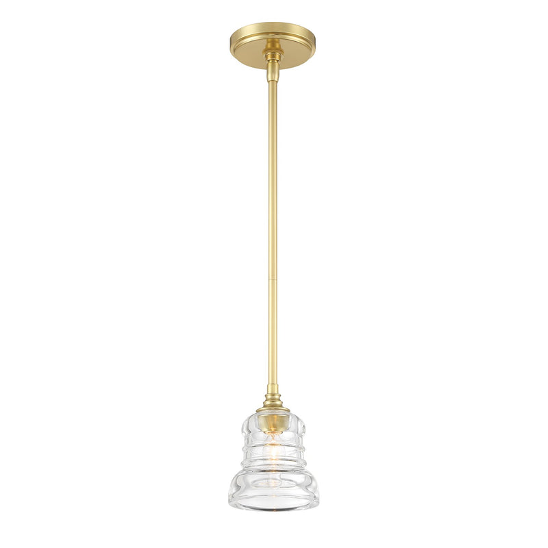 Crystorama GRG-1040-AG One Light Mini Pendant, Aged Brass