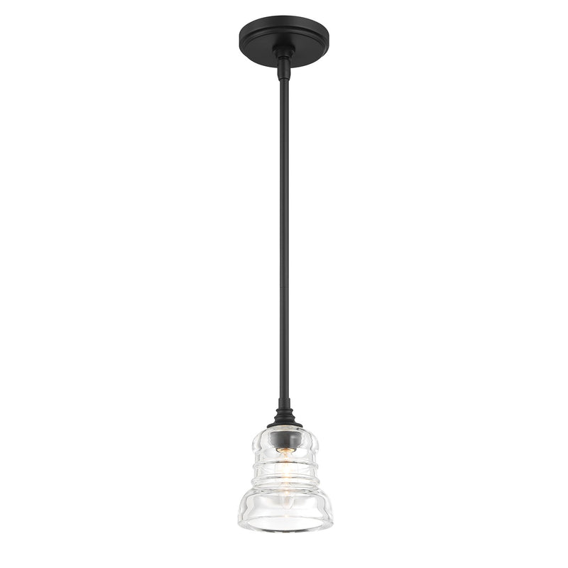 Crystorama GRG-1040-MK One Light Mini Pendant, Matte Black