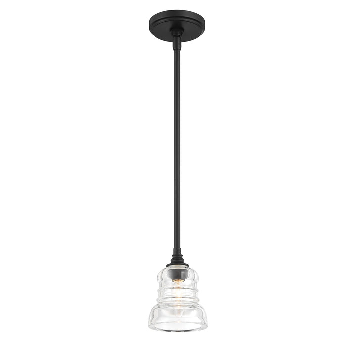 Crystorama GRG-1040-MK One Light Mini Pendant, Matte Black