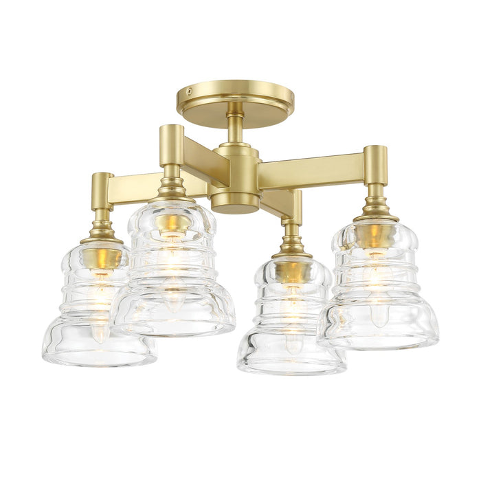 Crystorama GRG-1045-AG Four Light Semi Flush Mount, Aged Brass
