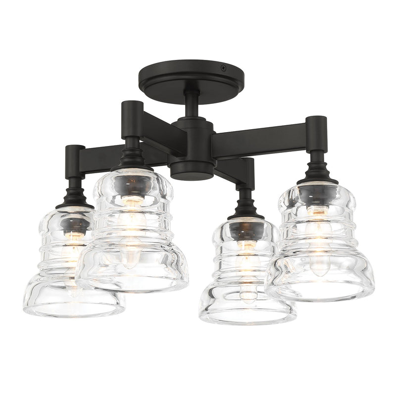Crystorama GRG-1045-MK Four Light Semi Flush Mount, Matte Black