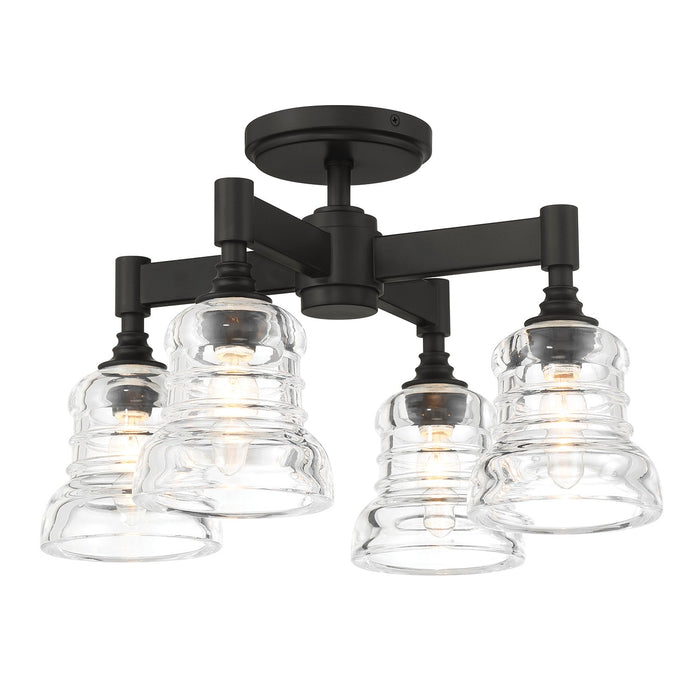 Crystorama GRG-1045-MK Four Light Semi Flush Mount, Matte Black