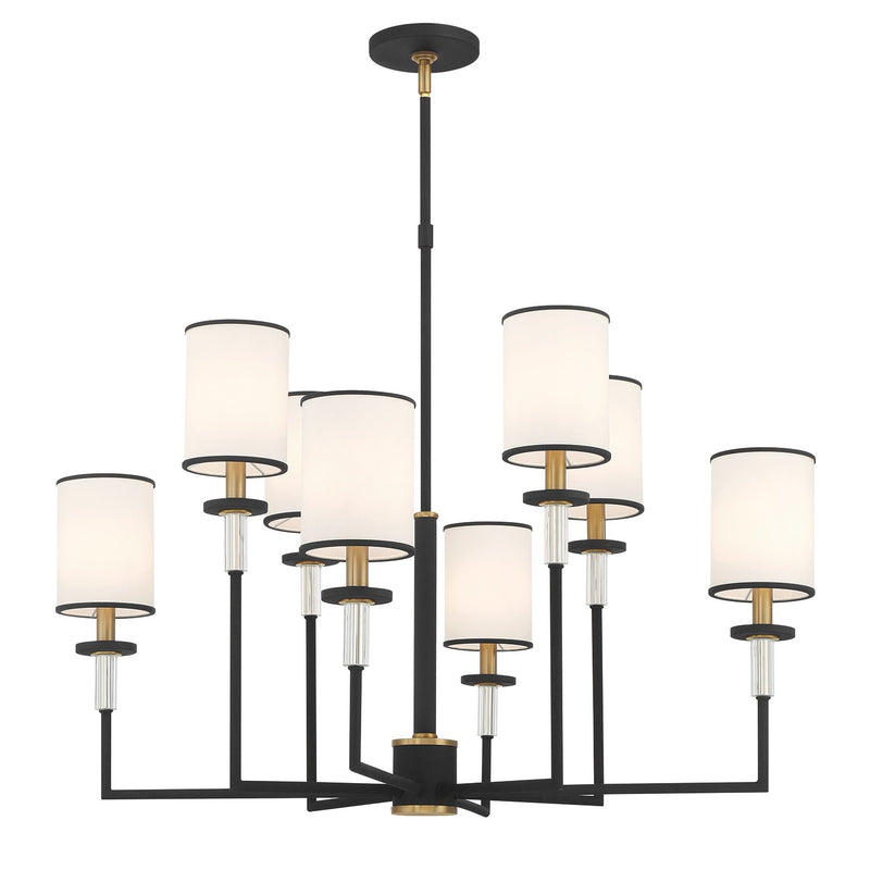 Crystorama HAT-478-BF-VG Eight Light Chandelier, Black Forged + Vibrant Gold