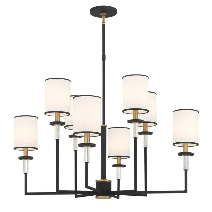Crystorama HAT-478-BF-VG Eight Light Chandelier, Black Forged + Vibrant Gold