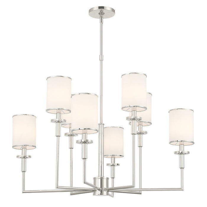 Crystorama HAT-478-PN Eight Light Chandelier, Polished Nickel