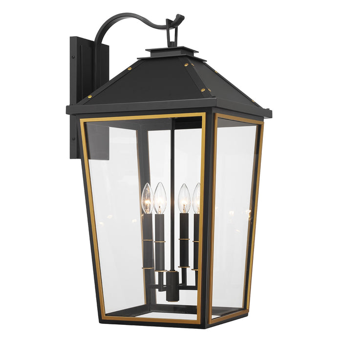 Crystorama HAW-604-MK-TG Four Light Outdoor Wall Sconce, Matte Black + Textured Gold