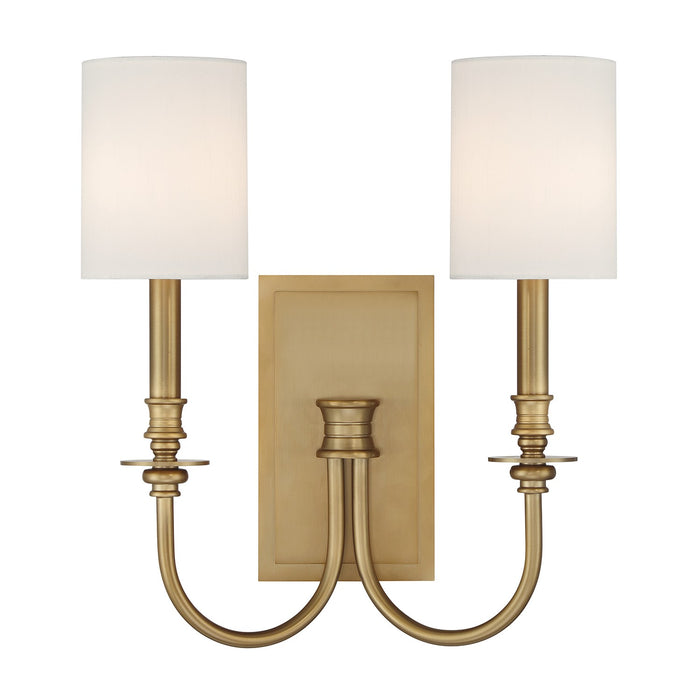 Crystorama LLO-482-AG Two Light Wall Sconce, Aged Brass