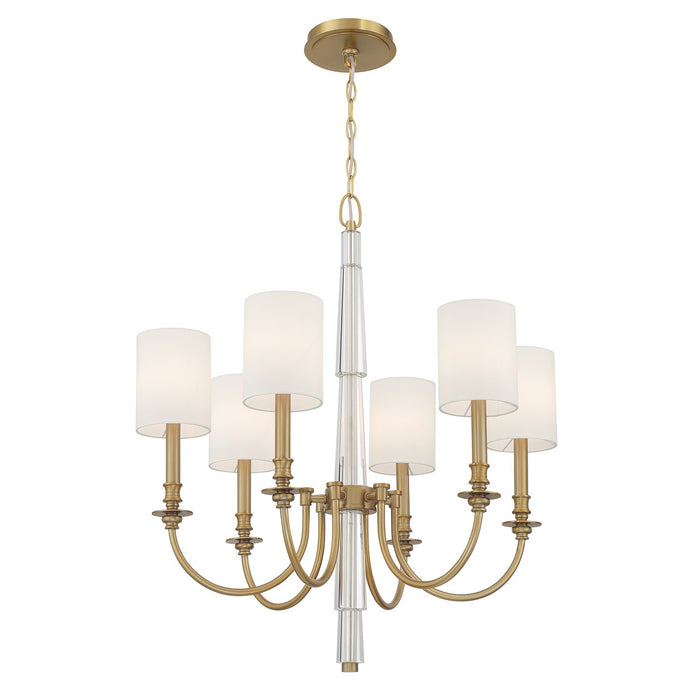 Crystorama LLO-486-AG Six Light Chandelier, Aged Brass