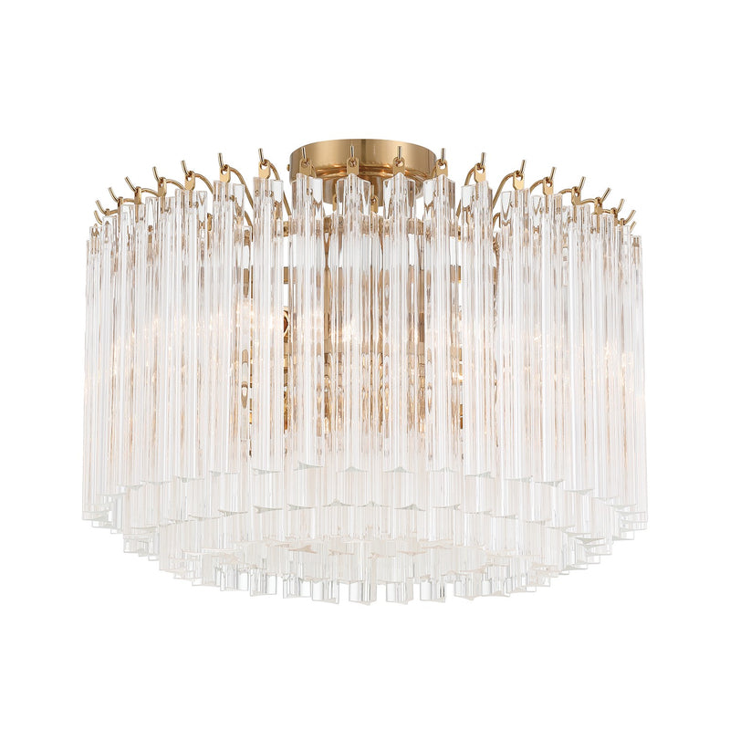 Crystorama LOF-5005-AG_CEILING Five Light Semi Flush Mount, Aged Brass