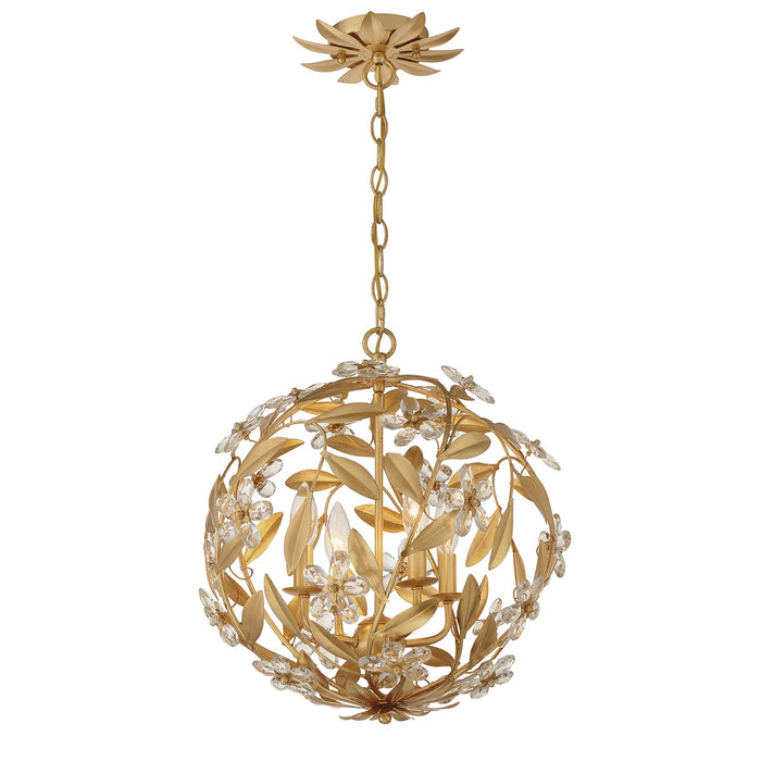 Crystorama MSL-314-GA Four Light Pendant, Antique Gold
