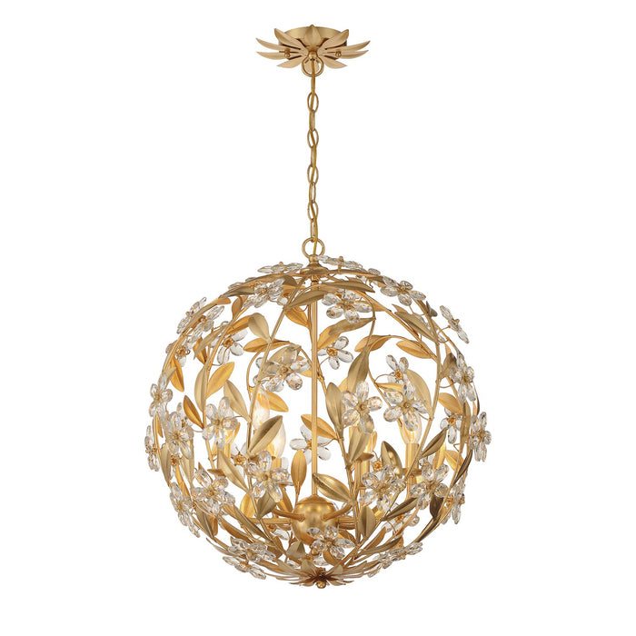 Crystorama MSL-316-GA Six Light Pendant, Antique Gold