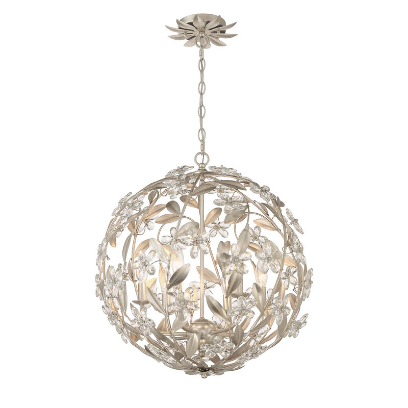 Crystorama MSL-316-SA Six Light Pendant, Antique Silver