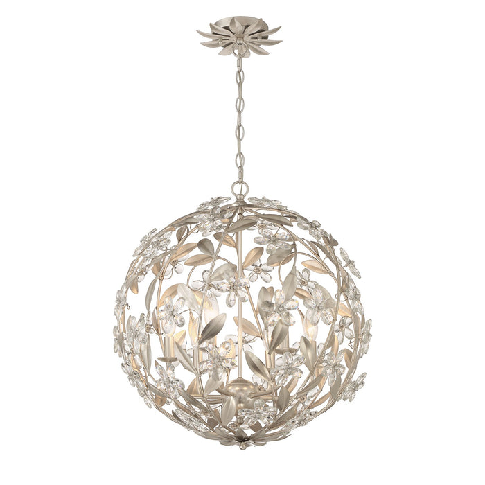 Crystorama MSL-316-SA Six Light Pendant, Antique Silver