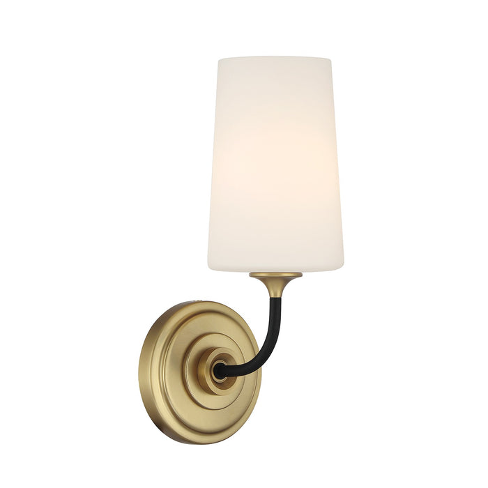 Crystorama NIL-70011-BF-MG One Light Wall Sconce, Black Forged + Modern Gold