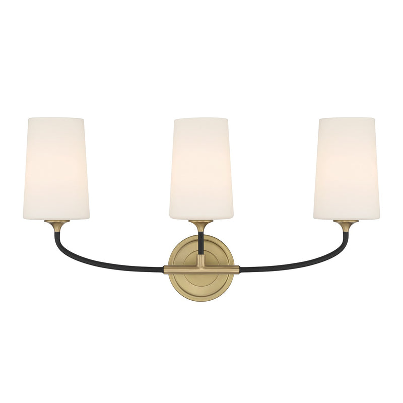 Crystorama NIL-70013-BF-MG Three Light Bath, Black Forged + Modern Gold