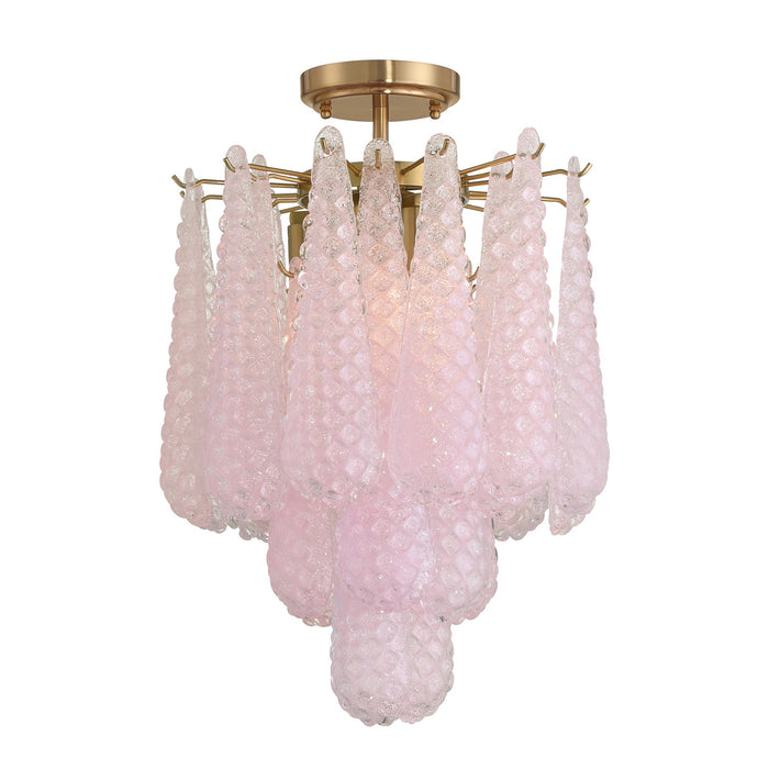 Crystorama OLL-6004-AG-BH_CEILING Four Light Semi Flush Mount, Aged Brass