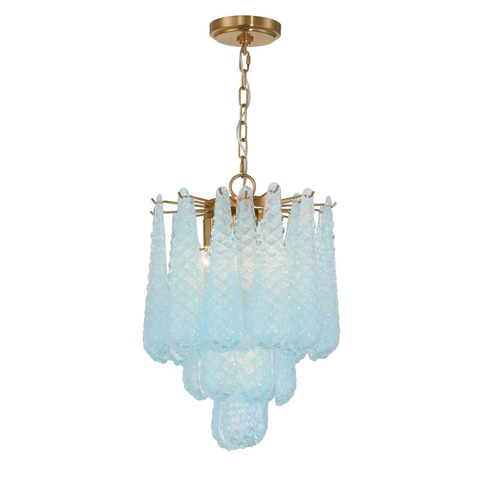 Crystorama OLL-6004-AG-BL Four Light Pendant, Aged Brass