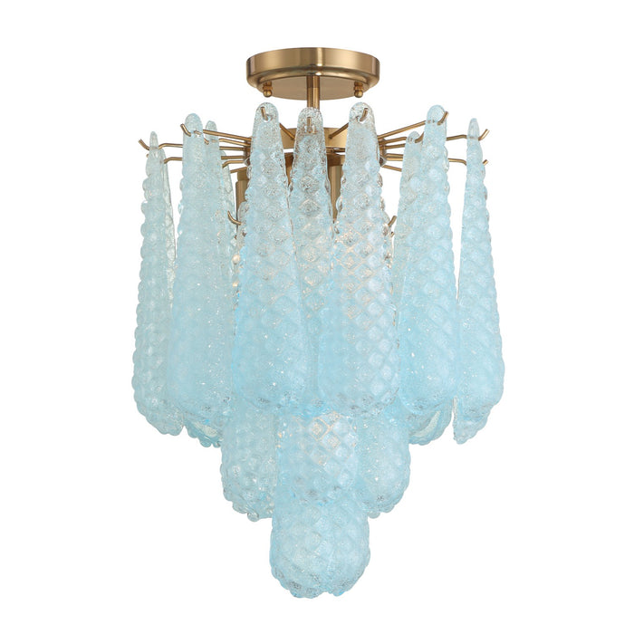 Crystorama OLL-6004-AG-BL_CEILING Four Light Semi Flush Mount, Aged Brass