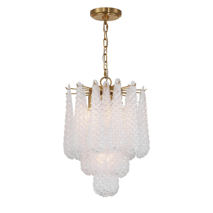 Crystorama OLL-6004-AG-CL Four Light Pendant, Aged Brass