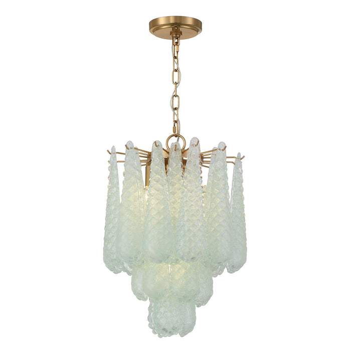 Crystorama OLL-6004-AG-GR Four Light Pendant, Aged Brass