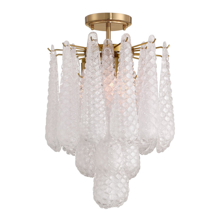 Crystorama OLL-6004-AG-CL_CEILING Four Light Semi Flush Mount, Aged Brass