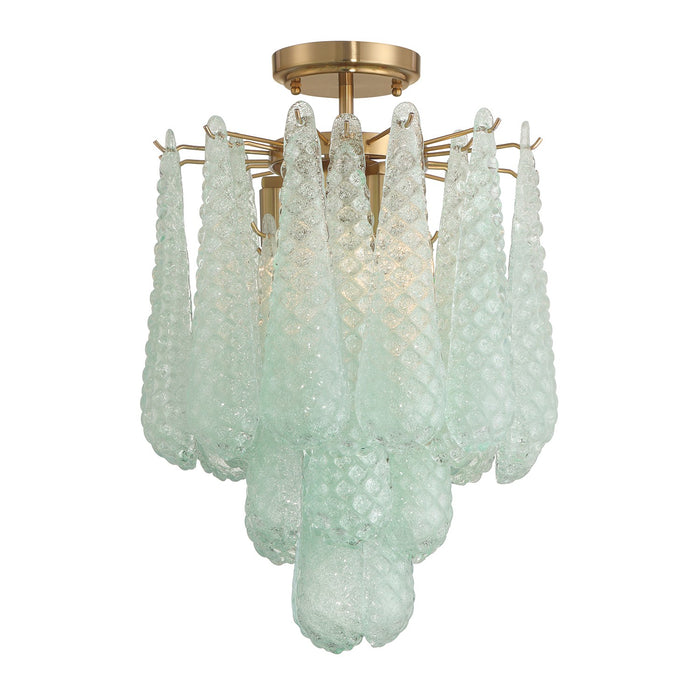 Crystorama OLL-6004-AG-GR_CEILING Four Light Semi Flush Mount, Aged Brass