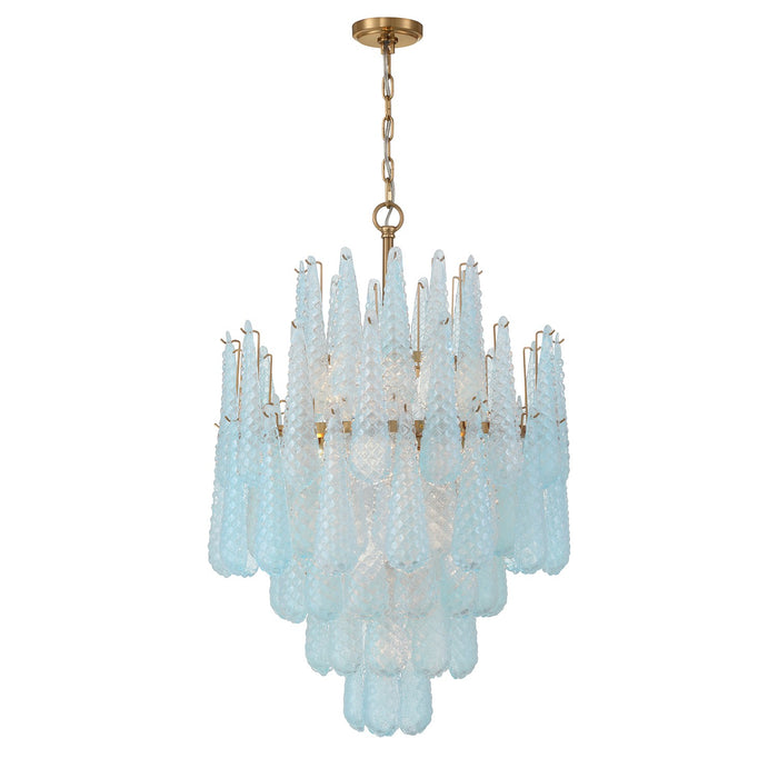 Crystorama OLL-6006-AG-BL 16 Light Chandelier, Aged Brass