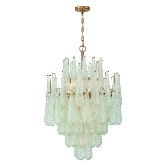 Crystorama OLL-6006-AG-GR 16 Light Chandelier, Aged Brass